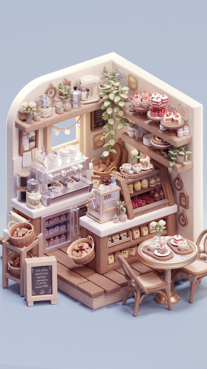 miaboaz's tweet photo. Little Coffeeshop, collab with @Yannizs ☕️🤍

What interior should we make next? 

#b3d #blender3d https://t.co/dbo5vohTtO