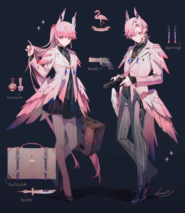 双子の始末屋#オリジナル #創作 #フラミンゴ 