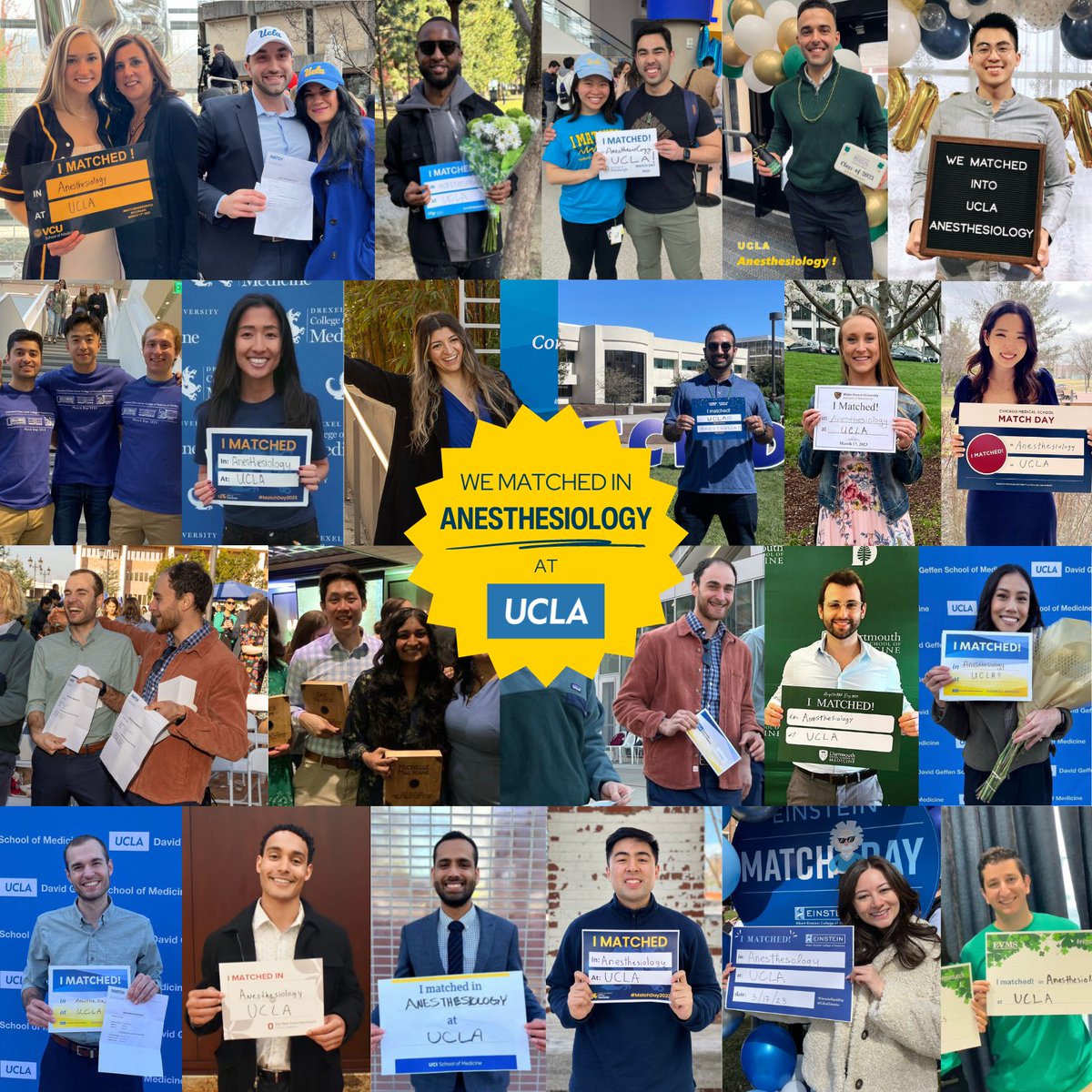 UCLAAnes's tweet photo. Check out some of our incoming @UCLAAnes resident physicians celebrating a successful #Match2023! 🐻💙💛🎊

@dgsomucla @UCLAHealth https://t.co/IqVF5EgWjU
