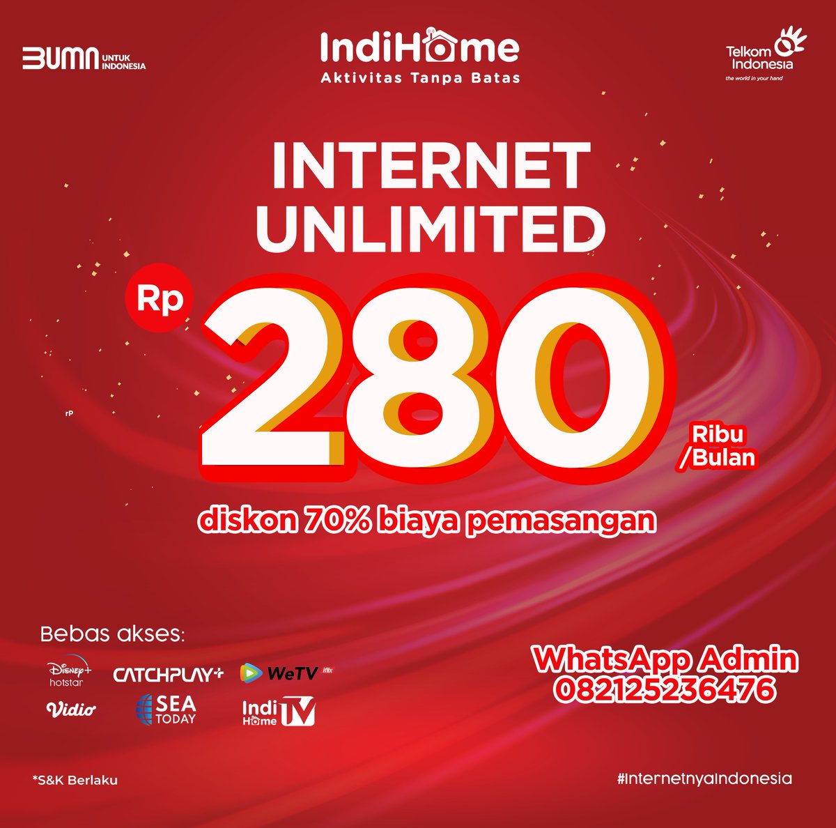 witel_babel's tweet photo. Internetan tanpa batas dirumah, buruan daftar & berlangganan sekarang juga!! π₯
biaya pemasangan hanya 150rb sudah bisa pakai internet sepuasnyaa β¨β¨
Tunggu apa lagi Chat Admin Sekarang!
082125236476
#internetnyaindonesia #indihome #witelbabel #AktivitasTanpaBatas https://t.co/AmHwdNQZRd