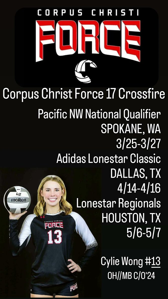 Schedule for the final 3 tournaments. 
#volleyball #13 #classof24