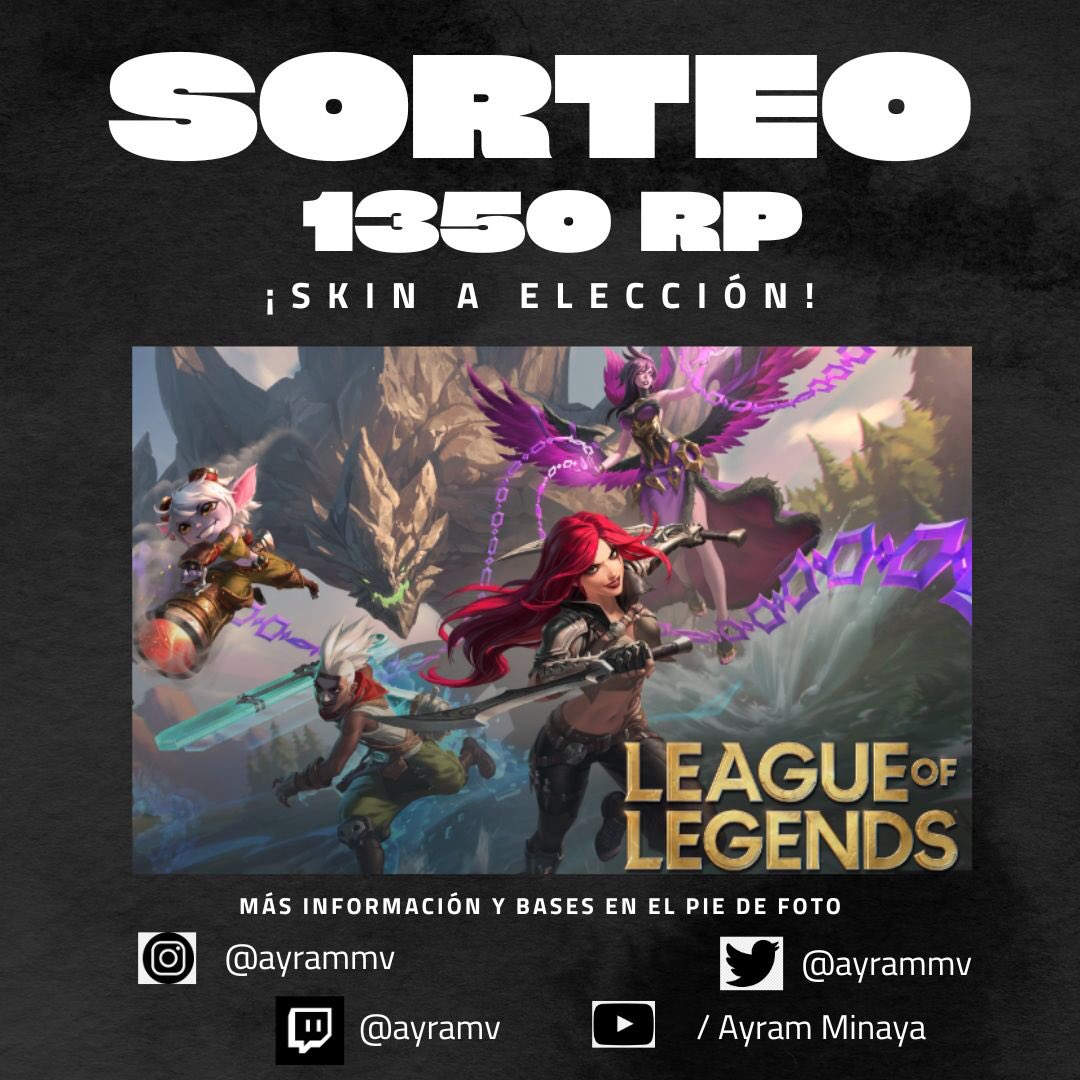 ayrammv's tweet image. ✨ SORTEO ✨

Para mis jugadores de League of Legends 

📌 Para participar: 

• Seguirme en Twitch 
twitch.tv/ayramv

Finaliza el 1/04 - El sorteo se realizará en directo entre los seguidores 🫶🏻

Suerte!

#LeagueOfLegends #lol #lan #las