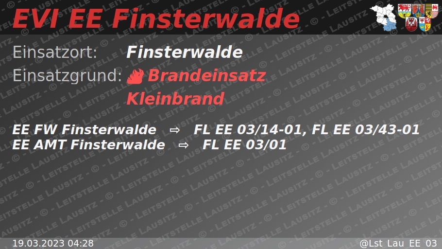 Lst_Lau_EE_03's tweet photo. 🚨 19.03.2023 04:28 🔥 B:Klein 🌐 Finsterwalde 🚒 ⇨ FW Finsterwalde https://t.co/APsF90HGLV https://t.co/JsH29KUDKn
