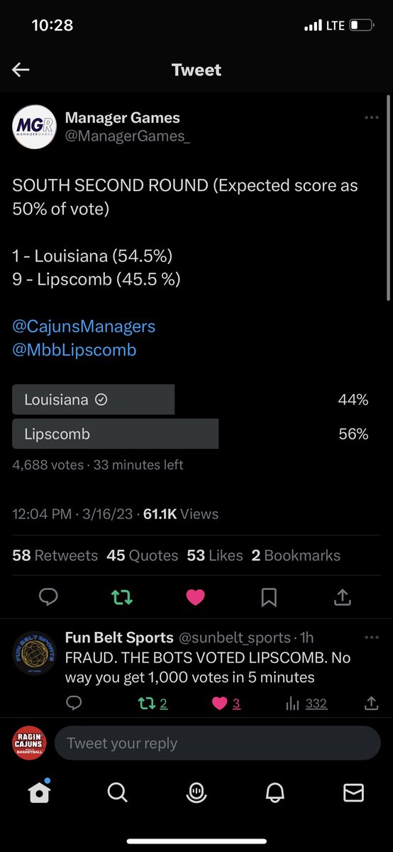 @MbbLipscomb Y’all boys still buying votes… 200 more
