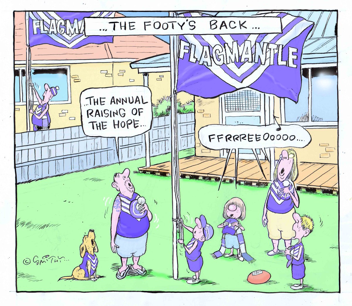 smithycartoons's tweet photo. The footy's back ! ...today's Sunday Times ... https://t.co/1lkSExbbBL