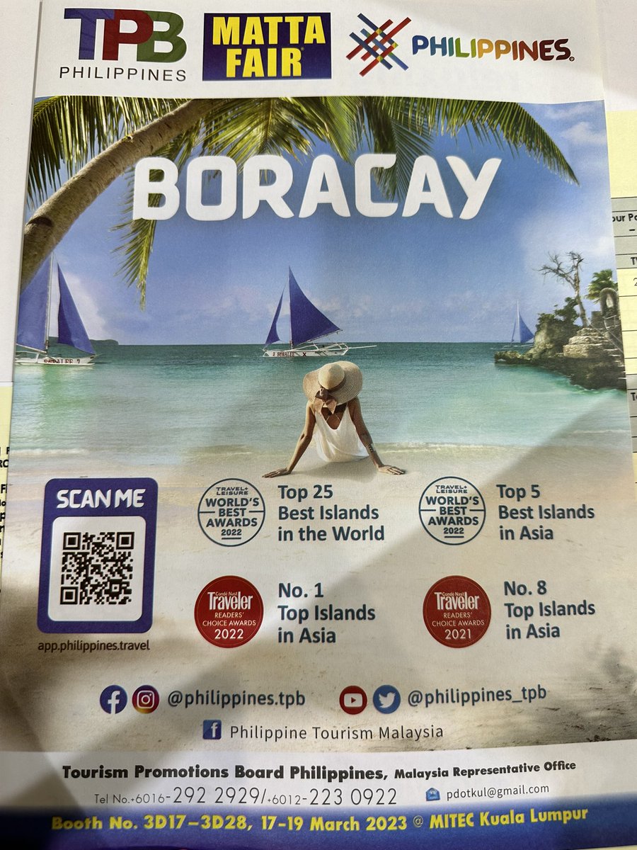 ccaaeess's tweet image. Tourism Promotion Board Philippines 
Booth No 3D17 -3D28 
17 - 19 March 2023
#mattafair #mattafair2023