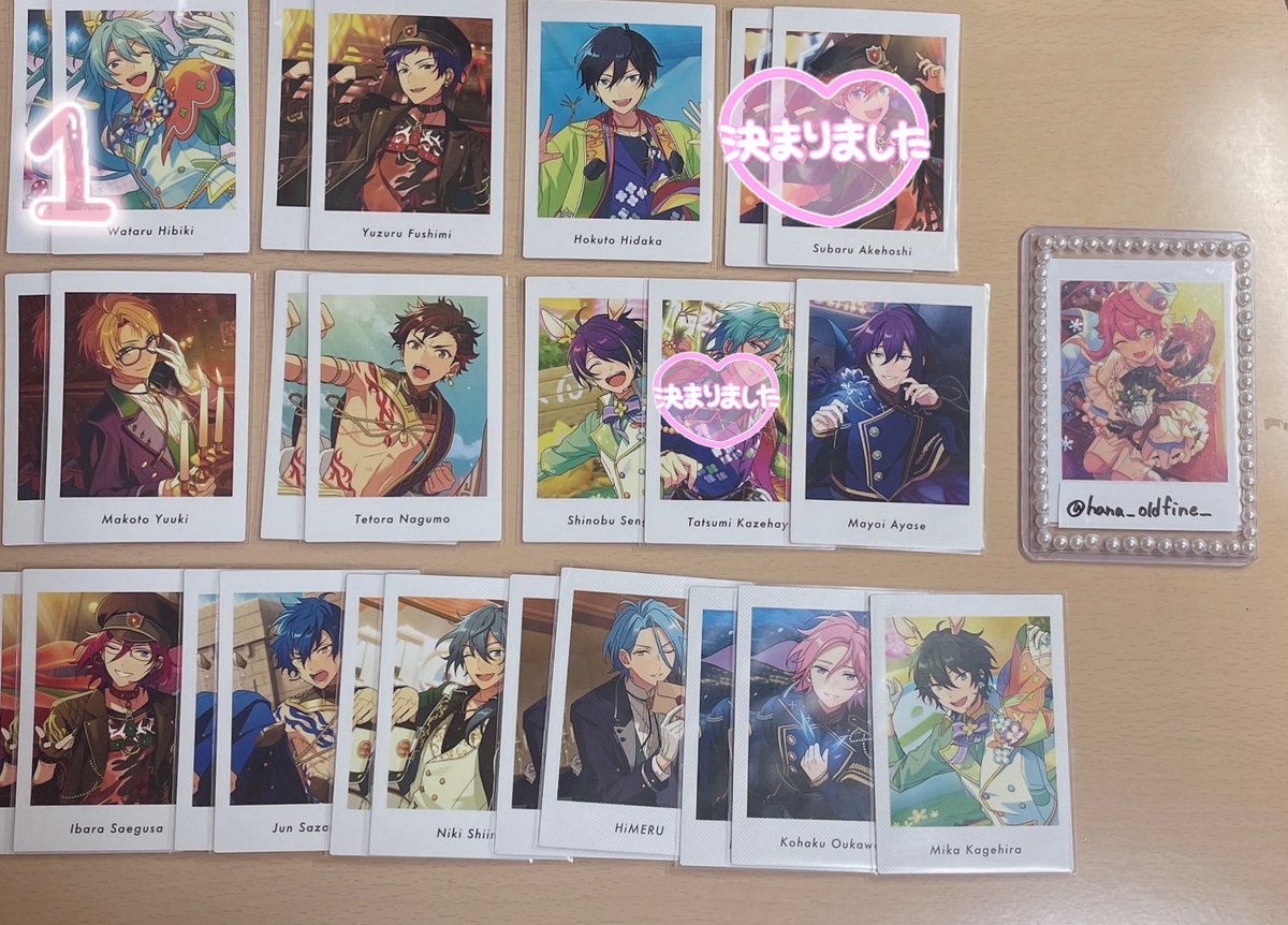 hana_oldfine_'s tweet photo. 【交換】
あんスタ shuffle シャッフル ぱしゃっつ action

譲→真緒,千秋,零,渉,弓弦,北斗,真,鉄虎,忍,マヨイ,茨,ジュン,ニキ,HiMERU,こはく,晃牙,アドニス,颯馬,光,司,嵐,夏目,斑

求→AorP桃李(~∞),P日和(~1)
↓ https://t.co/1nbaeoLK3z