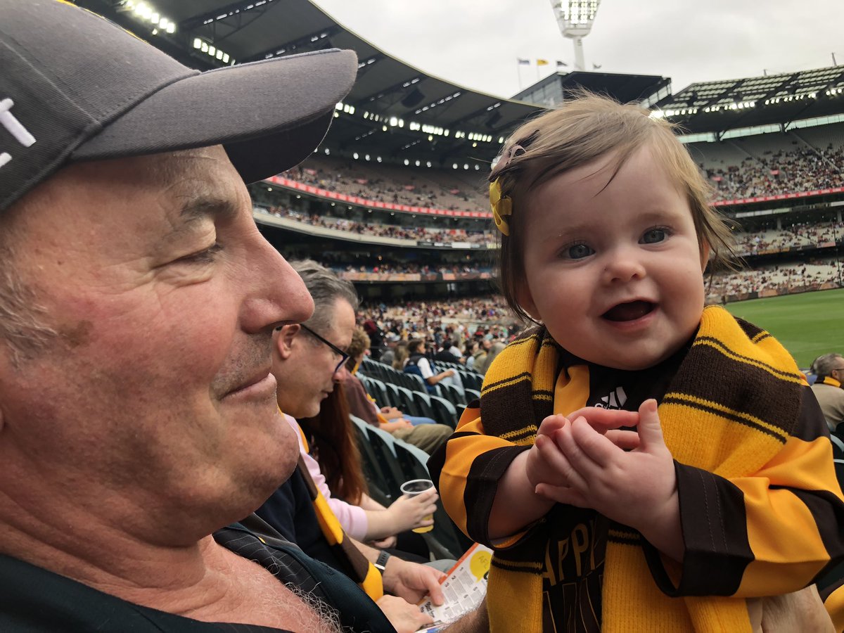 ilovepho's tweet photo. Penelope’s first Hawks game @MCG Can’t wait to see Hawka and the Hawks play today. @HawthornFC https://t.co/ng0Bbr2yOR