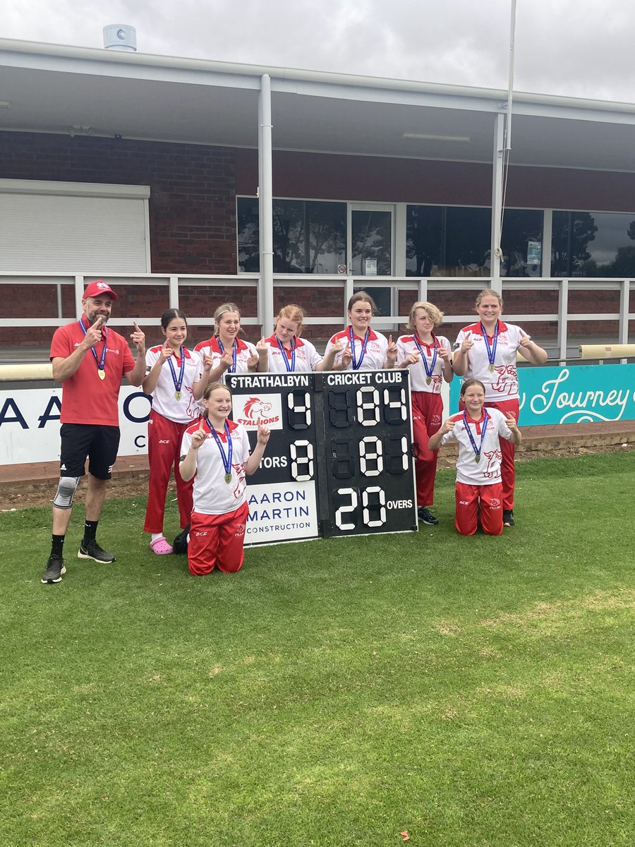 Congratulations to our star #Fillies team who have gone back to back in the 16&amp;U Upper Fleurieu Strikers Girls Cricket League. In a thrilling GF the girls prevailed by 3 runs bowling Uraidla out in the final over 🏆🥇✌️🐴 <a href="/SACAComps/">SACA Competitions</a>