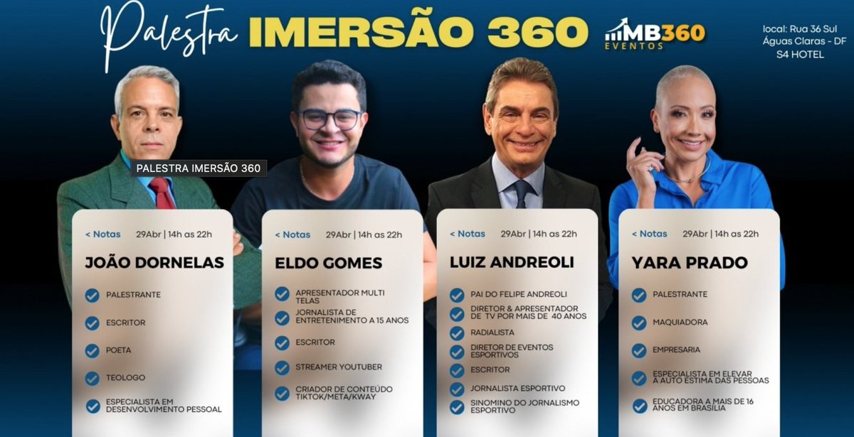 eldogomes's tweet photo. Vem aí o Imersão de Empreendedorismo Digital 360. 8h de conhecimento, coquetéis, conexões e especialistas em empreendedorismo online. #MarktingDigital #Palestras #Brasilia #Marketing
https://t.co/J5lwdJqD8G https://t.co/xPJzArkvBt