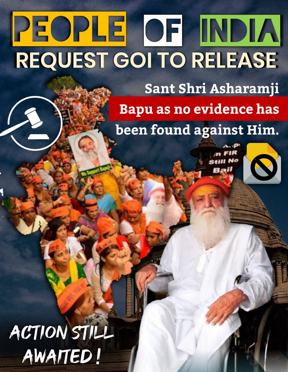 <a href="/JantaKeeAwaaz/">Janta Kee Awaaz🇳🇵</a> Sant Shri Asharamji Bapu पर झूठे केस में अन्याय को देखकर जनता Nyay Ki Mang कर रही है।10 वर्षों से बिना सबूत के बुजुर्ग निर्दोषहिन्दू संत को जेल में रखना अन्याय है है। जनता बोले
Ab To Riha Karo
#संतों_की_पीड़ा देश की पीड़ा है क्योंकि ये सीधा सनातन संस्कृति पर कुठराघात किया गया है