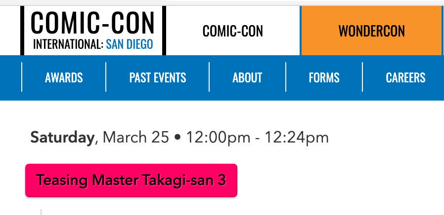 agamersescape's tweet photo. They're showing Teasing Master Takagi-san at Wonder-Con next weekend. Finally, this underrated show is getting some attention lol. https://t.co/mhF2Fhh1WE