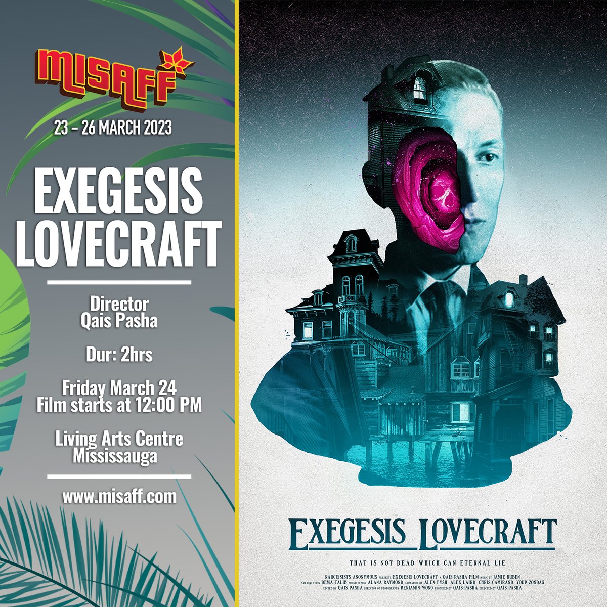 #MISAFF23 presents EXEGESIS LOVECRAFT, a documentary by <a href="/qais__pasha/">Qais Pasha</a> that investigates the life &amp; legacy of cult author H.P. Lovecraft. Head to misaff.com to pick up your festival pass or film tickets!