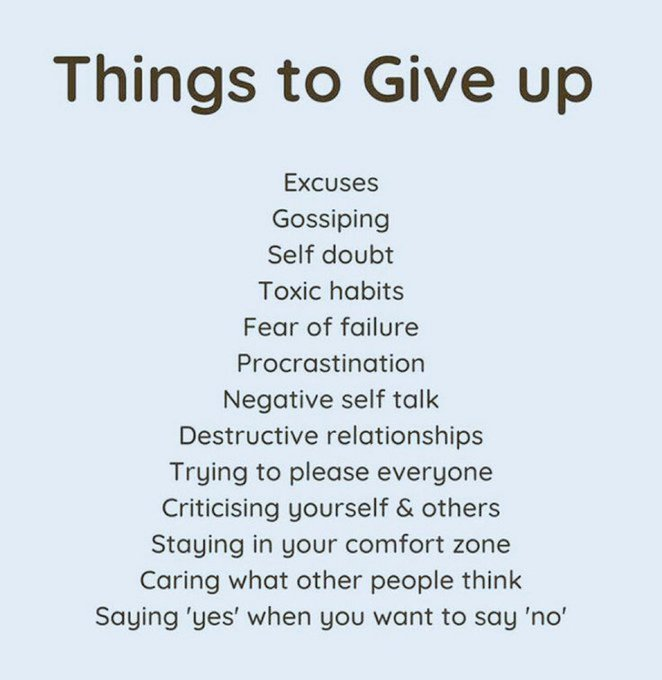 Mindphilosophy4's tweet image. Things to give up: