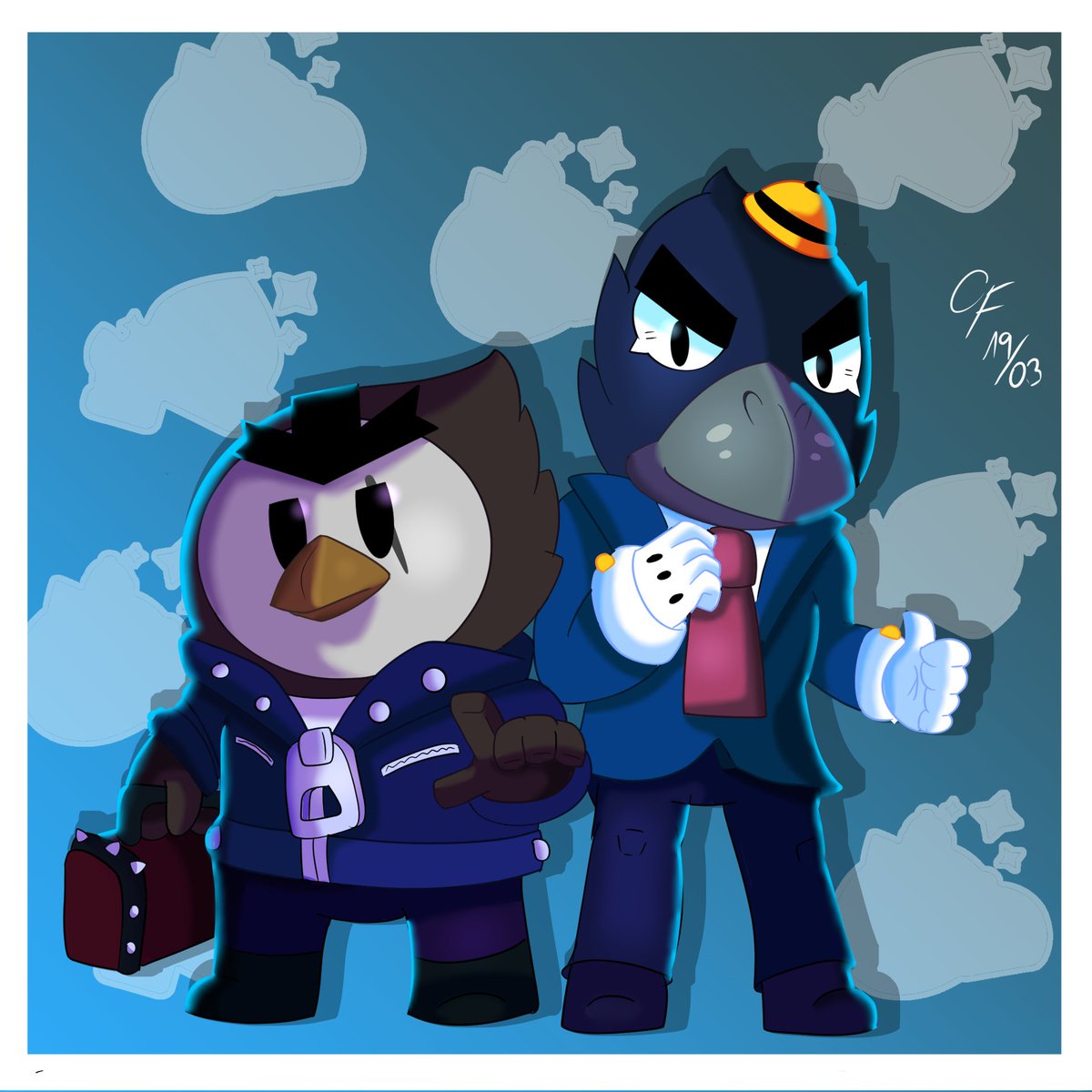 Crow & MrP but they swapped roles! #BrawlStars #BrawlStarsArt #brawlstarsfanart #brawlstarsmrp #brawlstarscrow