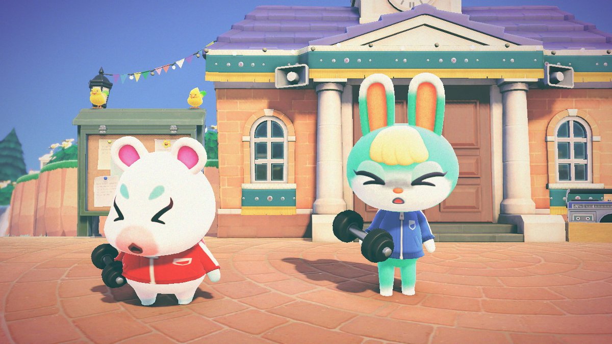 かわいいちゃんとかわいいちゃんが運動してた。
#あつ森 
#ペタル島ログ