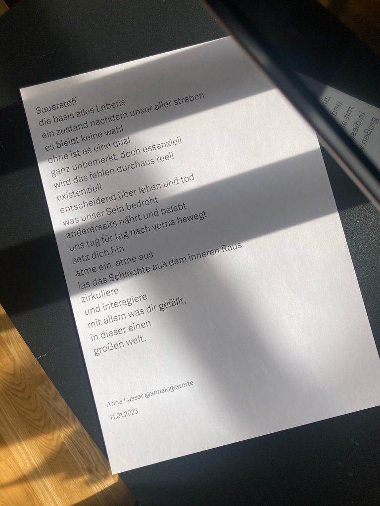 @annalogeworte von Anna Lusser zum Thema #Sauerstoff :)