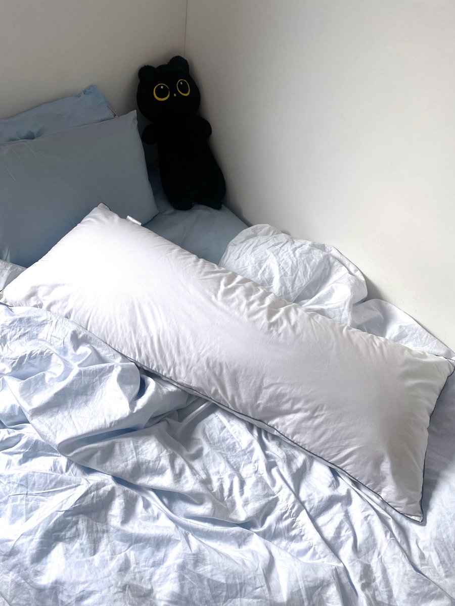 ลงรีวิวหมอนบอดี้ไป แต่คนมาถามตุ๊กตาหมอนข้างน้องแมวดำเยอะมาก มันน่ารักใช่มั้ยค้าบ น้องนุ่มนิ่มจริง ตาโตเหมือนนกฮูก 5555555 วางบนเตียงโล่งๆ เป็นพร็อพแต่งห้องได้เลย ขนาด 65cm น้า กอดได้🐈‍⬛🤍