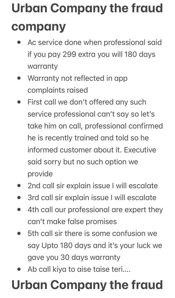 meswastik's tweet photo. @urbancompany_UC 
Fraud company 
Fake promises 
Untrained professionals 
Worst customer support 
Genuine feedback 
Have fun.
#fraud #FraudUrbanCompany https://t.co/mVGBwm6c7c