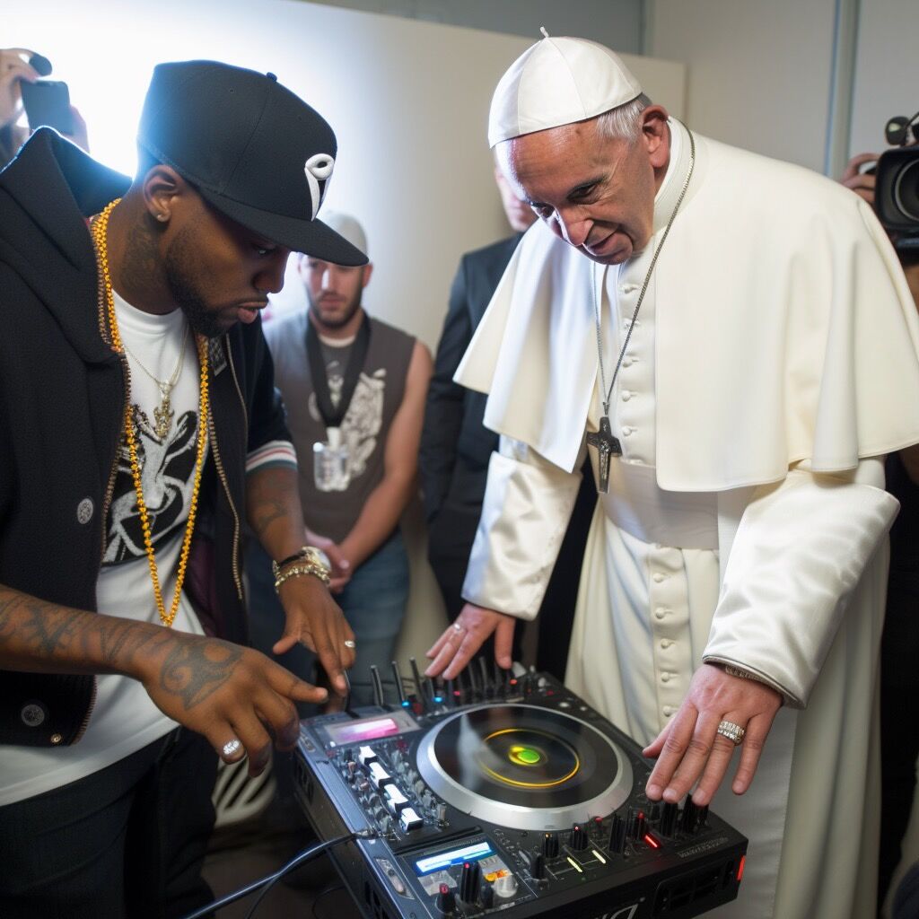 fugi_me's tweet photo. I always new the pop was a cool guy!...

#thepope #midjourneyv5 #midjourney5 #MidjourneyAI #midjourneyart #ai #aiart #Artificial_Intelligence #ArtificialIntelligence #GenerativeAI #generativeart #hypebeast https://t.co/ZQMEjuaO3h