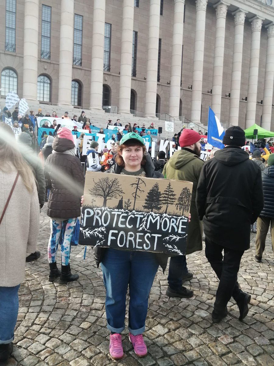 Thousands are protesting in Finland today to demand that nature loss is stopped. We must stop clear-cutting and protect all natural and old-growth forests. Forests are not renewable.  #ClimateStrike #Luontomarssi #StopFakeRenewables