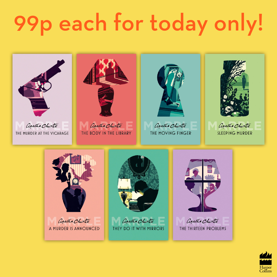 HarperFiction's tweet photo. For today only download seven of @agathachristie's Miss Marple mysteries for just 99p each! 

Shop now > https://t.co/1ezeBM8y4L https://t.co/yXNUqy5FKX