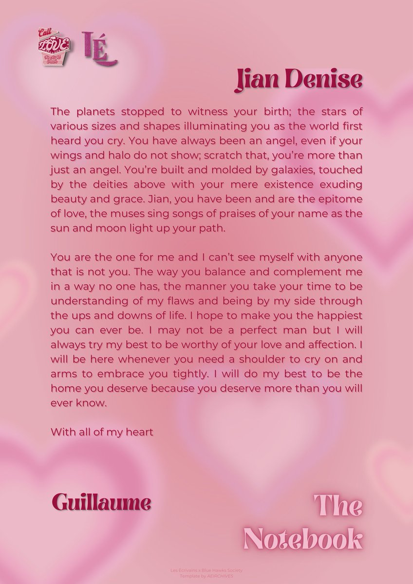 LESECRIVAINS_RP's tweet photo. ㅤ
°•.•THE NOTEBOOK!•.•°
A LÉtter has been sent to you, @fleums!
Here's a memoir of love from me,
Guillaume.
✎ by: SOLEA
#CallForLove
#2000sGetawayDream
#MemoirsOfLove
#LÉNotebook
ㅤ https://t.co/3lkRS8twNg