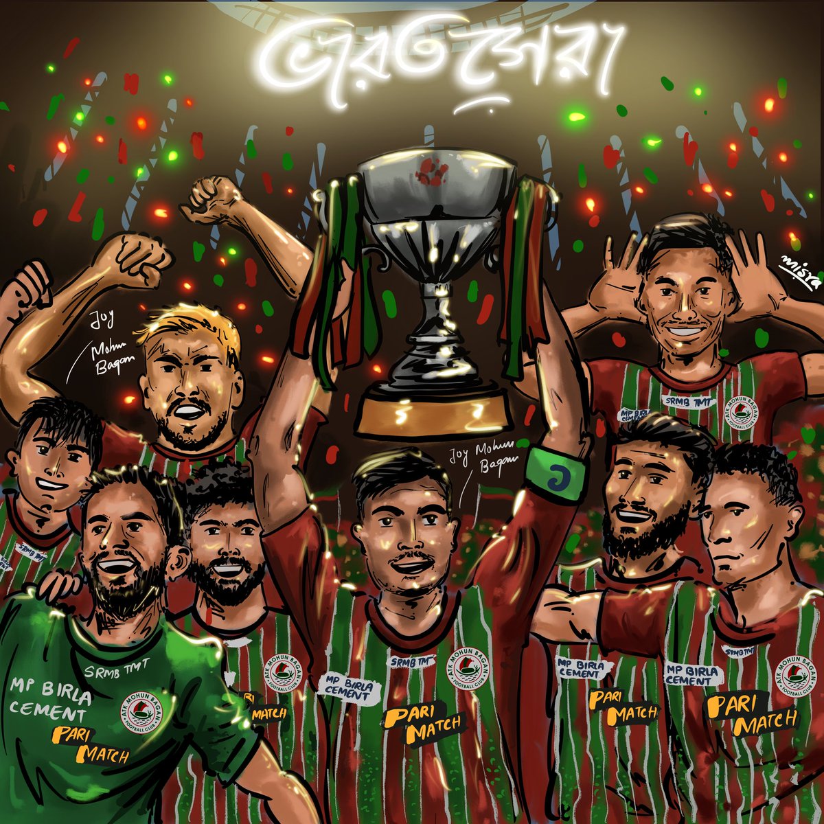 The joined effort of all of us in green and maroon code, in and out the pitch, has helped our team build new memories to share over the next generations. CONGRATULATIONS 💚❤️ We have made it. All together. Ps. Thanks @misra_artistics for the edit #ATKMohunBagan #JoyMohunBagan