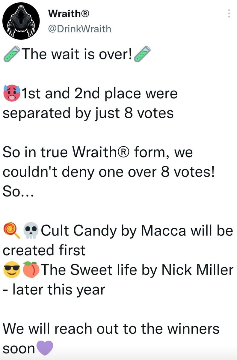 DZYRR__'s tweet photo. One year ago today cult candy got announced ๐ฅฐ๐๐ฌ
@DrinkWraith #DrinkWraith #CultCandy https://t.co/BbsZhtjcLM