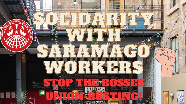 clydesideiww's tweet photo. ALERT: Saramago workers in Glasgow FIRED for taking union action READ MORE HERE > https://t.co/33aMm1HVsN  

There will be a protest being organised outside Saramago on Sauchiehall Street at 12pm on Tuesday 21st March, bring banners, bring your joy, bring your solidarity! 

#iww https://t.co/D5J1o4pQ99