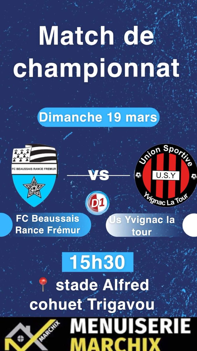 FCBeaussaisRF's tweet photo. Programme Sénior 18 mars

🏠 Senior A 🆚 Us Yvignac
🏠 Senior B 🆚 @dinanlehonfc https://t.co/mPtt5ZUj8y