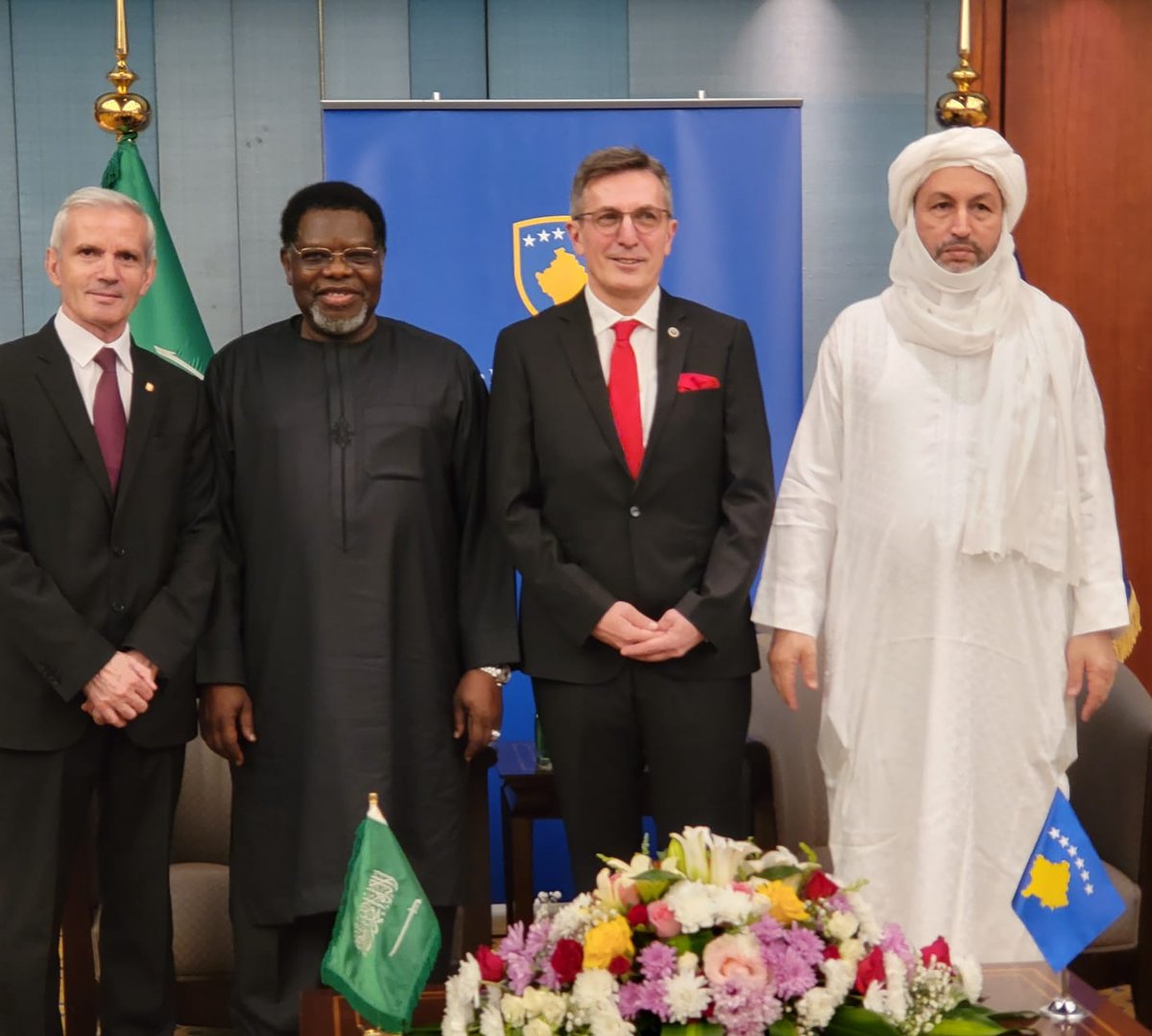 LulzimMjeku's tweet photo. On national day reception #Kosova15
Pleasure to receive and shake hands with my colleagues, ambassador of Cameroon, H.E. @IyaTidjani, Niger, H.E. Ali Dieye and of Albania, H.E. Sami Shiba. https://t.co/i2aGBXDk0f