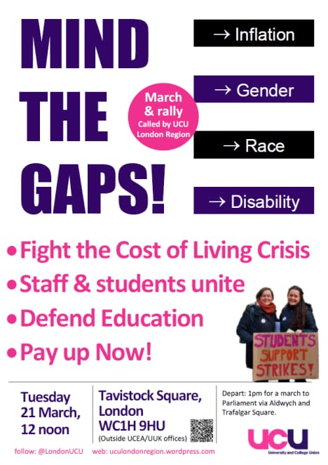 Join us this Tuesday 21st March at UEL Stratford Campus (Water Lane) at 9am on the picket line.

Then walk with us as we join the rally to Tavistock Square 
<a href="/ucu/">UCU</a> <a href="/GoldsmithsUCU/">Goldsmiths UCU</a> @BranchUel <a href="/EastLondonSU/">East London Students' Union</a> <a href="/NewhamRecorder/">Newham Recorder</a> <a href="/unitetheunion/">Unite the union: join a union</a> <a href="/saveUEL/">#SaveUEL</a> <a href="/BecktonLabour/">Beckton Labour</a>