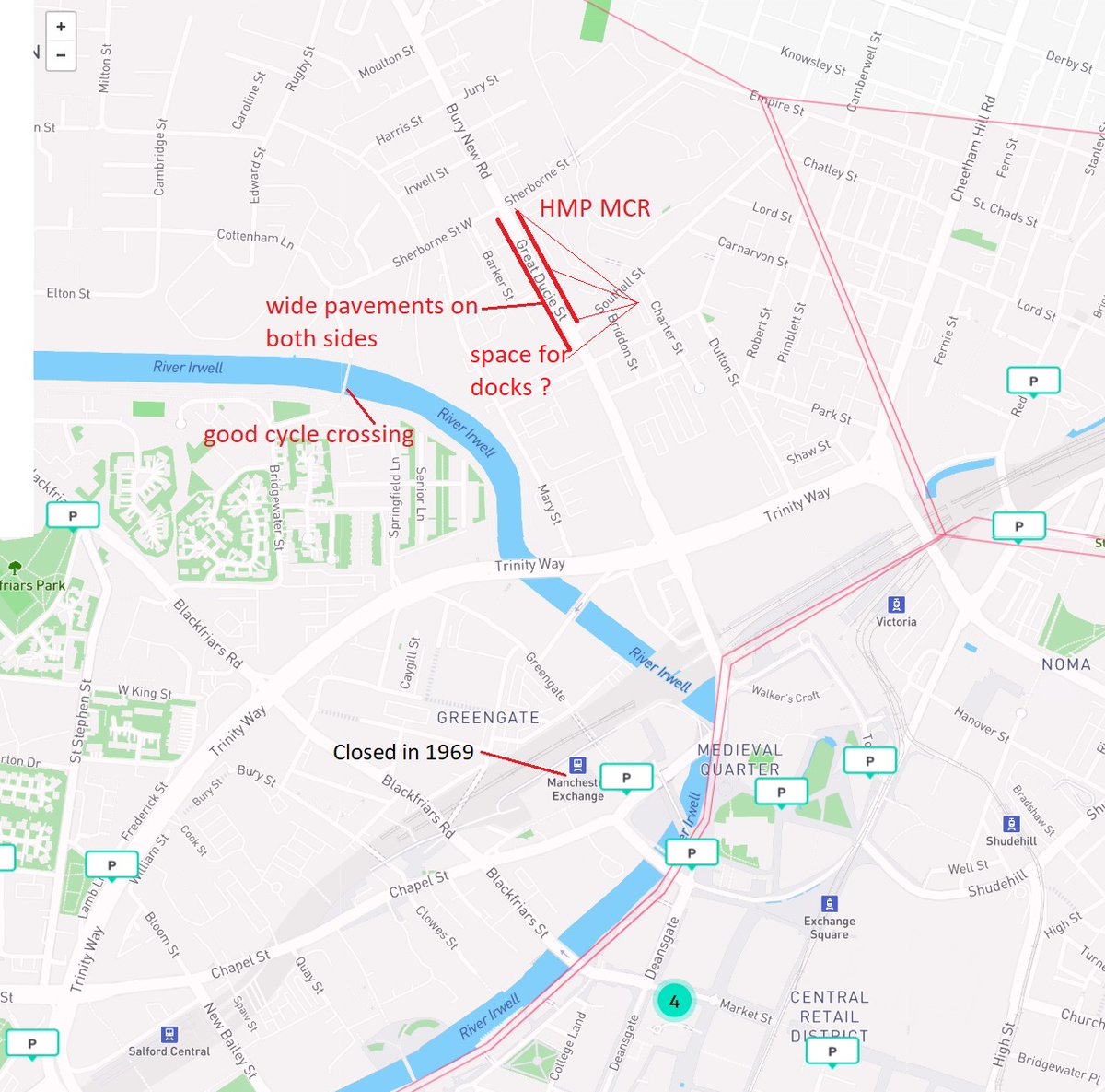Cyclinstructor's tweet photo. Can we have bike hire docking stations near destinations like HMP MCR for visitors and staff ? @BerylBikes @MayorofGM https://t.co/uRIo0xjtpo 
@OfficialTfGM @HmpManchester https://t.co/pZe33xZQE4