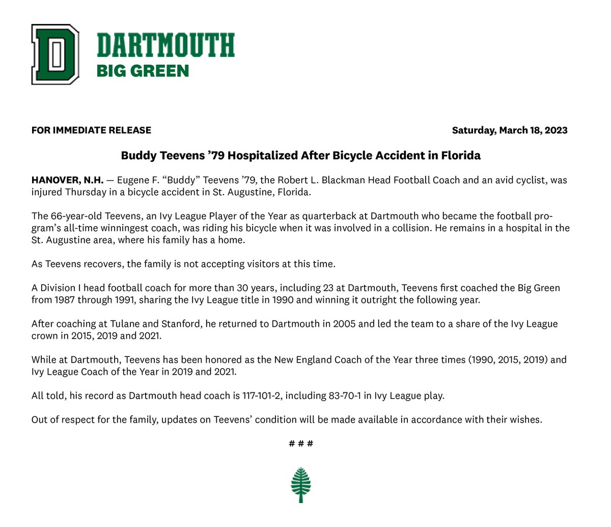 Dartmouth Athletics tweet media