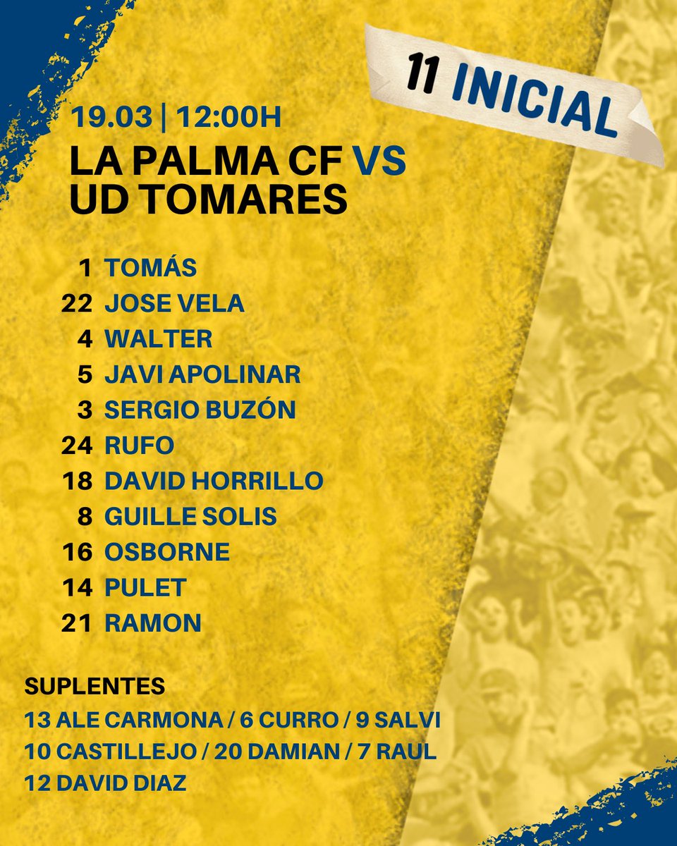 UD_Tomares's tweet photo. 🤜🏻🤛🏻 ¡Estos son nuestros 11 para hoy!
#LPCF 🆚 #UDT
#OrgullososDeLoNuestro https://t.co/OTEg9tZaFw