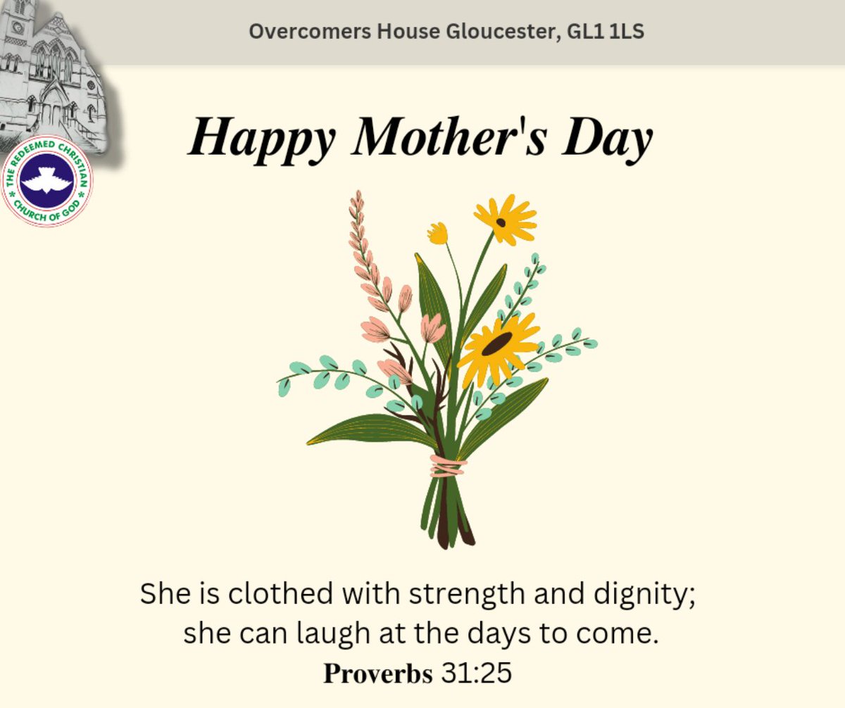 rccggloucester's tweet photo. It is 𝐌𝐨𝐭𝐡𝐞𝐫'𝐬 𝐃𝐚𝐲 today and as a Church, we would like to wish our Parish Mother and all our Women Happy Mother's Day.
On behalf of the entire Overcomers House, Gloucester, we wish our Mothers and all the Women a beautiful and wonderful Mother’s Day.
 #motherdays https://t.co/Crtwb8hsFg