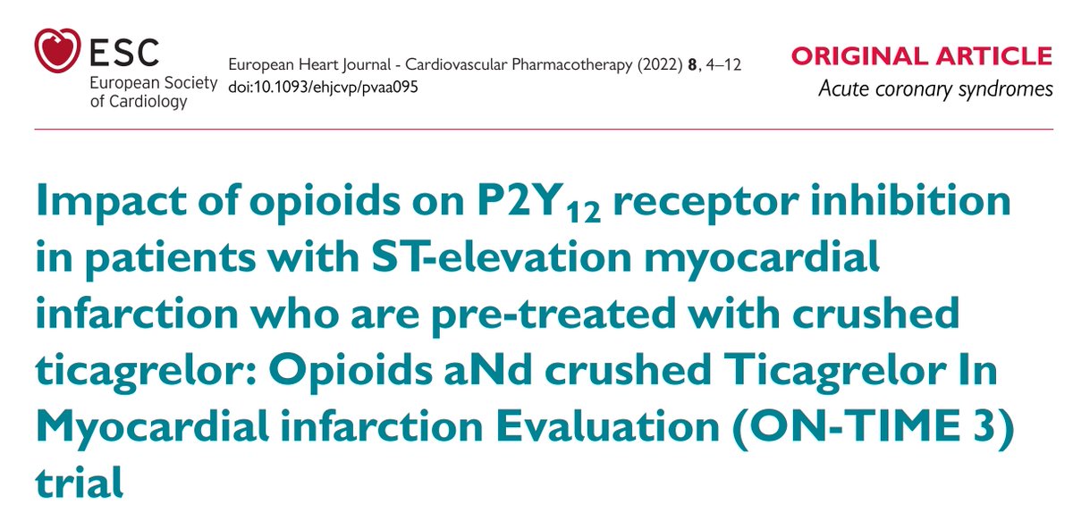 FeliceGragnano's tweet photo. Compared to IV #fentanyl, IV #acetaminophen was associated w/ significantly higher concentrations of ticagrelor after pPCI for STEMI and resulted in effective pain relief #EHJPharmacotherapy 💉⤵️
https://t.co/nnLUBqPwtb
@AgewallStefan @ESC_Journals @escardio 
#CardioTwtitter https://t.co/BQXrKf69k8