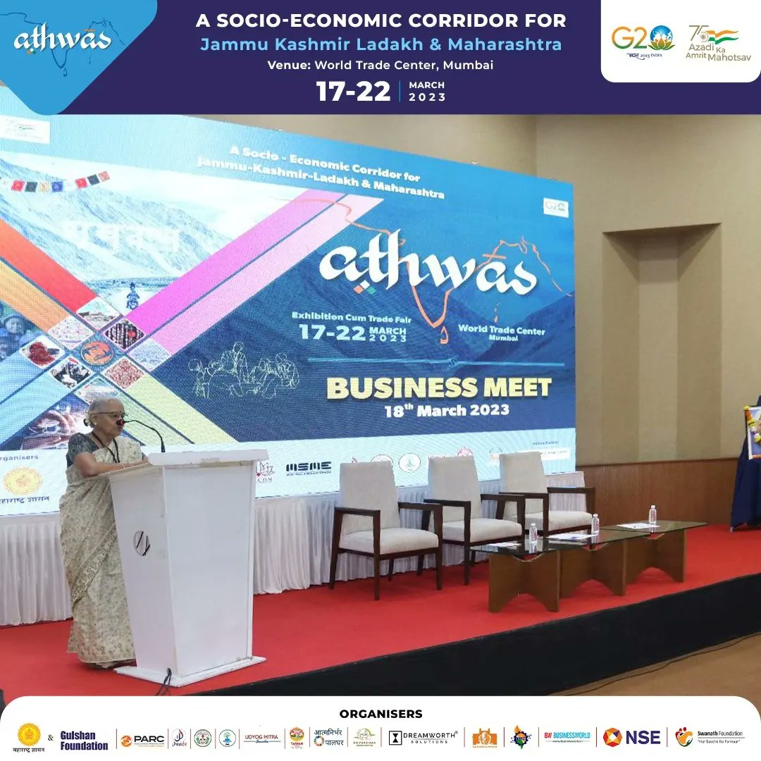 AthwasIndia's tweet photo. Here are a few glimpses of our esteemed guests from the Business Meet cum exhibition display held at Athwas on 18th March 2023. 

📍World Trade Centre, Cuffe Parade, Mumbai 

#athwas #athwasindia #jammukashmir #ladakh #event #socioeconomic #mumbai #maharashtra #businessmeet #expo https://t.co/CgONYmqFbT