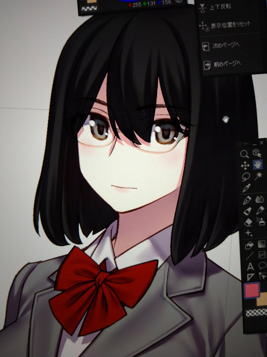 ふたなり文学少女ちゃん。そして眼鏡のフレーム塗り忘れてた…(汗) 