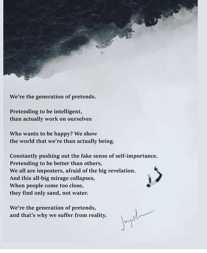 Saba147woon's tweet photo. We are the generation of pretends.✨ https://t.co/TDPf5pco1V