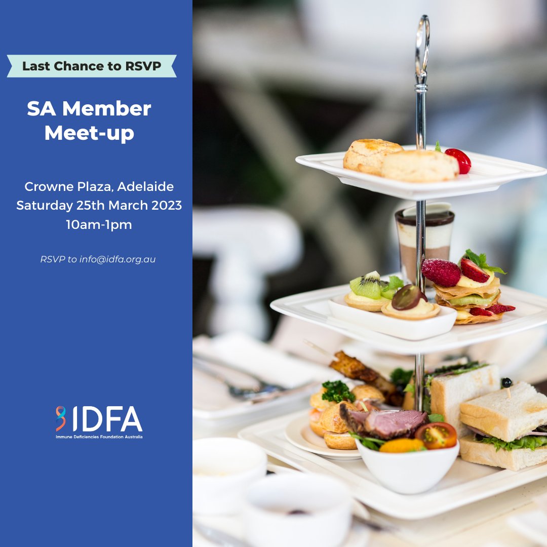 IDFA (@idfaustralia) on Twitter photo LAST CHANCE TO RSVP: SA Member Meet-up
Tomorrow is the last day you can register for our High Tea social event for our members in South Australia.
We hope to see you there!
RSVP to: info@idfa.org.au
#IDFA #MemberEvent #PICommunity #MemberMeetup LAST CHANCE TO RSVP: SA Member Meet-up
Tomorrow is the last day you can register for our High Tea social event for our members in South Australia.
We hope to see you there!
RSVP to: info@idfa.org.au
#IDFA #MemberEvent #PICommunity #MemberMeetup