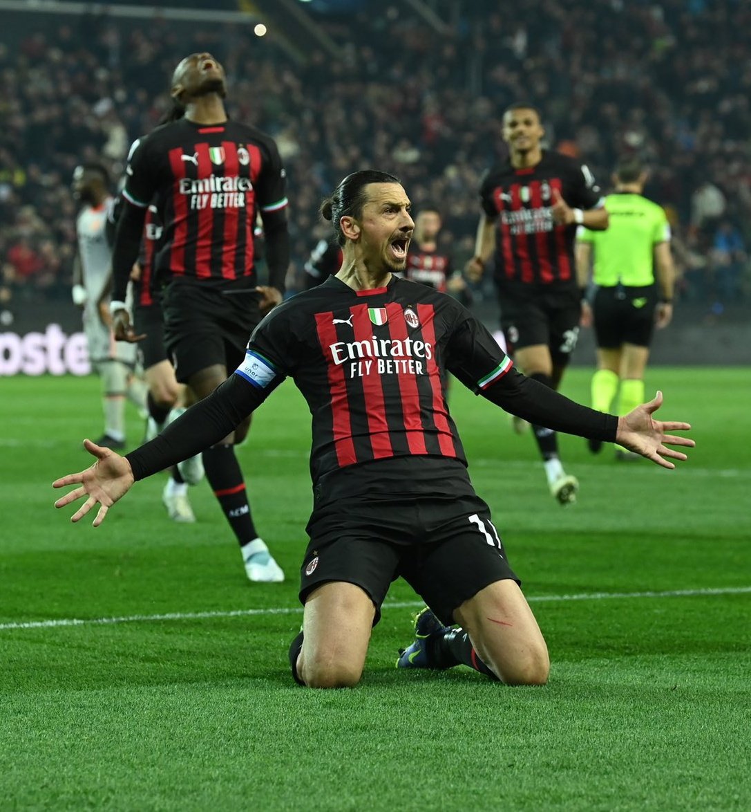 🚨 OFFICIAL: Zlatan Ibrahimovic became the oldest goalscorer in the history  of the Serie A after scoring a penalty for AC Milan 🆚 Udinese at the age  of 41 years \u0026 166, image size:1087x1174