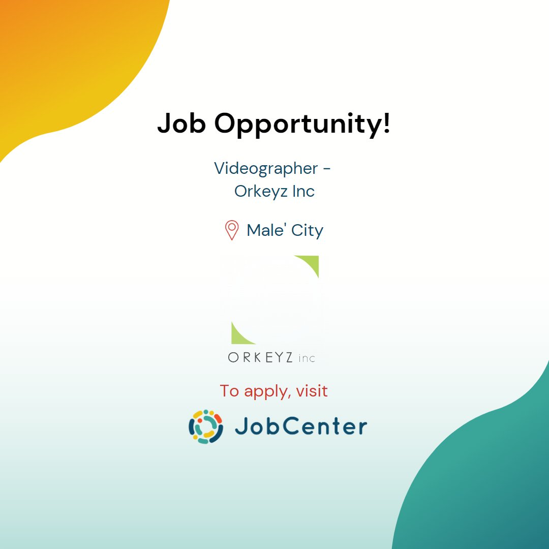 Job Opportunity!

With <a href="/orkeyzinc/">Orkeyz Inc</a> for:

Videographer: bit.ly/3LBFO6c

Visit jobcenter.mv for more opportunities.