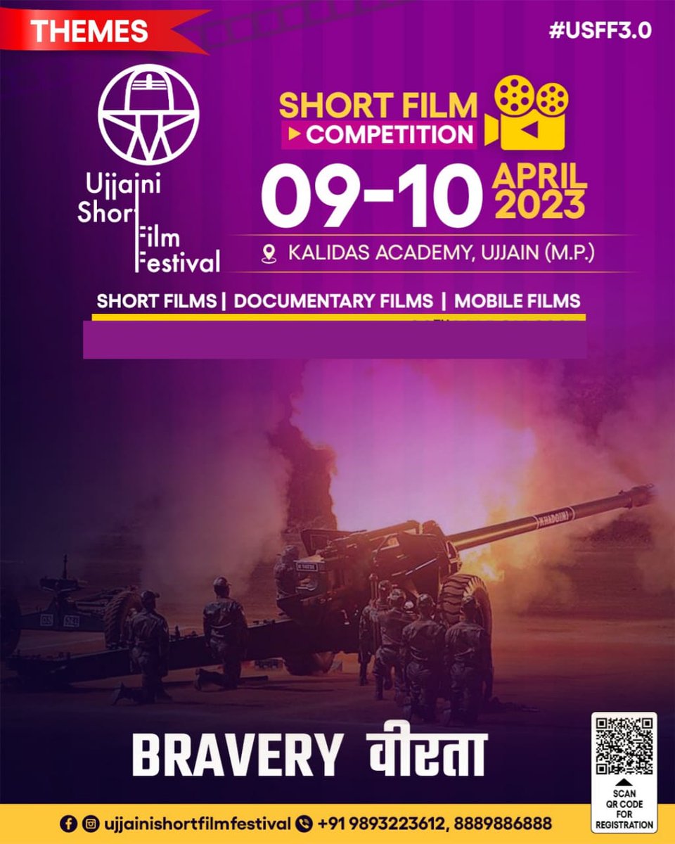 ashutosh_0507's tweet photo. उज्जैनी शॉर्ट फिल्म फेस्टिवल में भेजिए (Bravery) विषय पर अपनी फिल्म।
मध्यभारत के प्रतिष्ठित फिल्मोत्सव का हिस्सा बनिए और जीतिए पुरस्कार
पंजीयन लिंक
https://t.co/vSWaX18r6b

Follow for more Upadtes 
#USFF2023
https://t.co/tPfz2vu3Ch
https://t.co/f5nuxWvE0F
https://t.co/UnmVpIlY35 https://t.co/NCYgQVsx3T