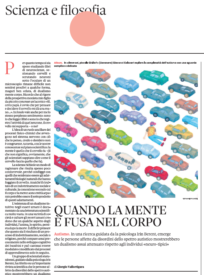 gVallortigara's tweet photo. Fare a meno del dualismo mente corpo? Alcune persone che soffrono di autismo ci riescono...
Su La Domenica @sole24ore @adelphiedizioni @berent_iris
Il testo completo lo trovate qui👇
https://t.co/qhh7YGQJtK https://t.co/v0iAUHtkYH