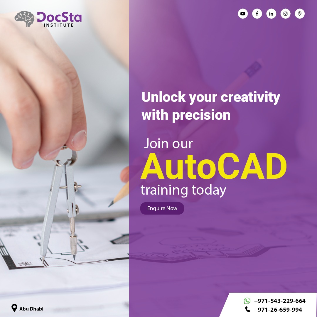 DocstaInstitute's tweet image. Docsta Institute offering 100% job oriented training on AutoCAD 2D and 3D, Our Industry experienced trainers will teach you the essential commands and methods for creating accurate and high-quality drawings.
#autocadtutorial #autocadtraining #LearnAutoCAD
#UAE #AbuDhabi