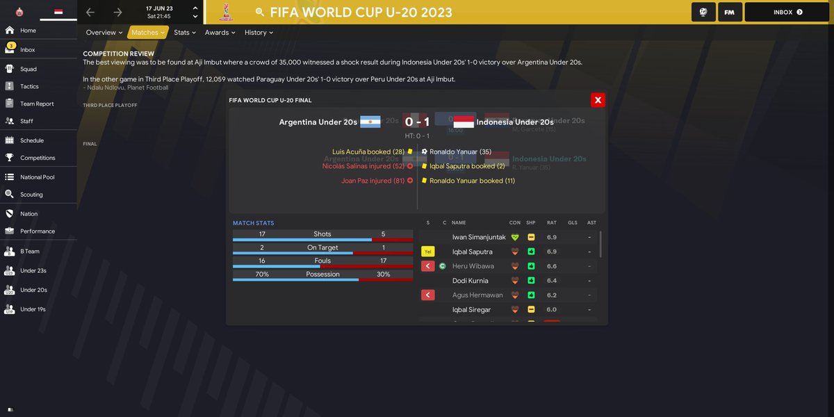 Userword_'s tweet photo. Prediksi FIFA World Cup U-20. 😂

#FootballManagerTouch #FootballManager #FIFAWorldCup #PialaDuniaU20 https://t.co/zQf7gGdu5W