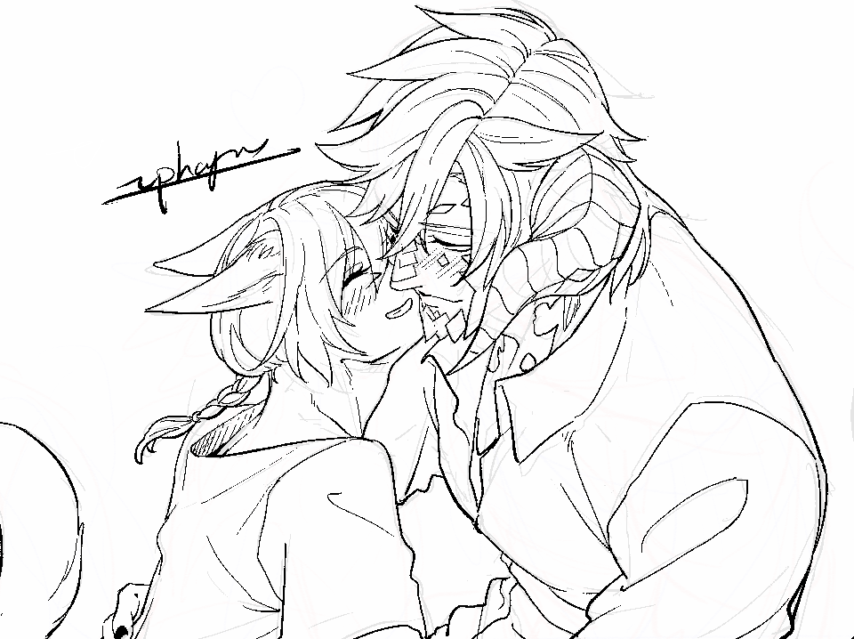顔を寄せていちゃつく推しを描くのは健康に良い 