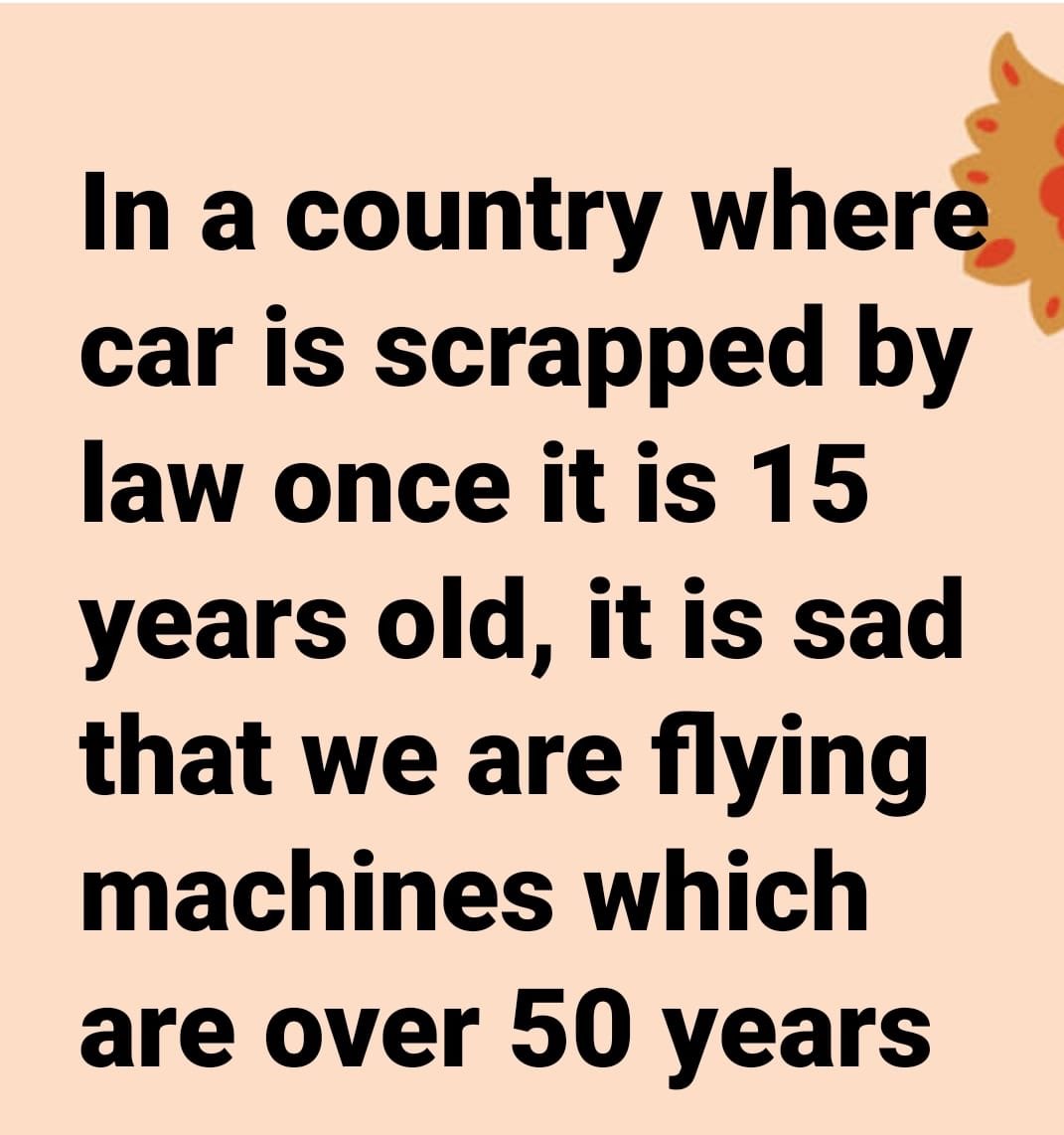ColTekpal's tweet photo. Dedicated to Politicians who preside over claims of …
“Minimum Govt and Maximum Governance” or some such crap !

Meanwhile, we have our pilots losing precious lives every other day !!

Does anyone care ???
🥺 https://t.co/5nN7v3QvsP
